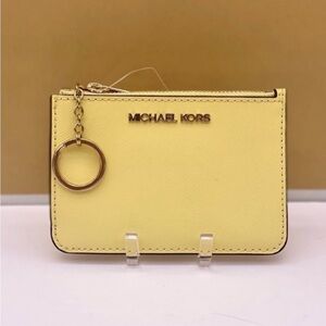 Michael Kors Small Coin Pouch Wallet Card Case Buttercup Color